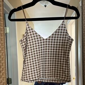 Brown Checkered Women's Top